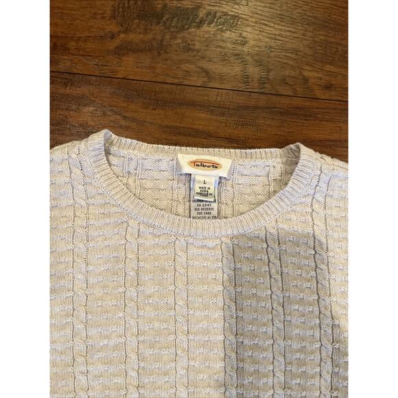 Talbots Women’s Light Beige Cotton Sweater Cable Knit Edge Ribbed Size Large - Picture 4 of 8